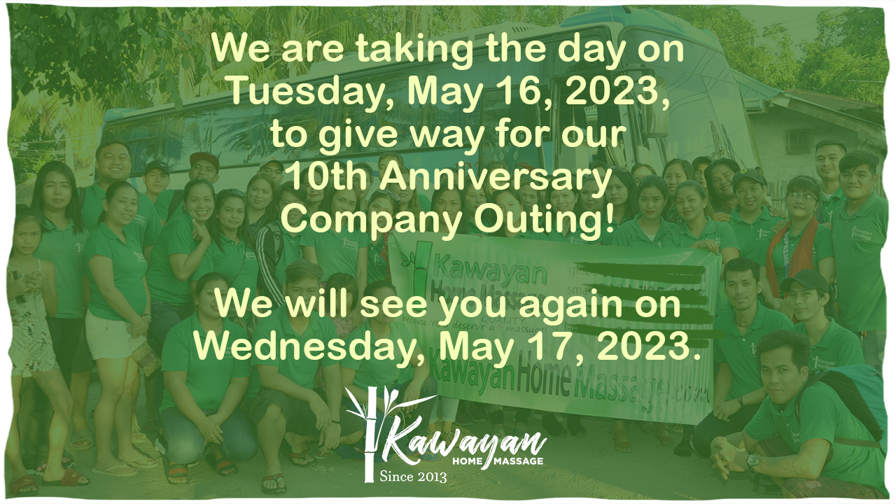 We are taking the day on Tuesday, May 16, 2023, to give way for our 10th Anniversary Company Outing!